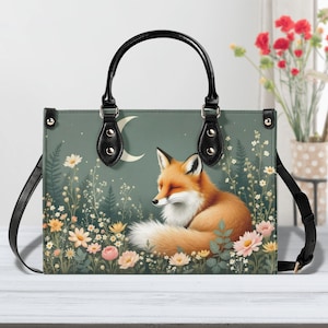 Vintage Fox Bag - Nature-Inspired Vegan Leather Gift Cute Purse Unique Purse Special Design Gift Bags for Mom Girlfriend Gift for Her