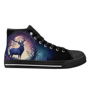 Majestic Stag Shoes - High Top Canvas Shoes - Unisex Shoes  - Cute Sneakers - Custom Print Trainers Shoes Women&#39;s Gift Idea Shoes