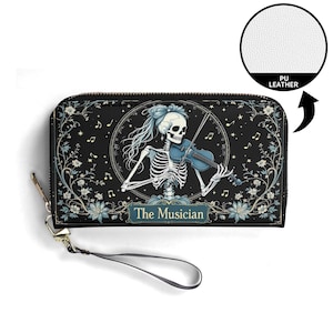 Portefeuille cadeau musicien en cuir végétalien Portefeuille mignon cadeau unique Portefeuilles zippés pour femme Portefeuille fille mignonne Idée cadeau unique