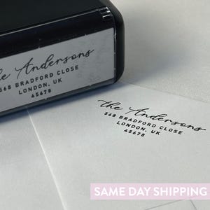 EXPÉDITION RAPIDE ! Tampon d'adresse auto-encreur personnalisé, parfait pour les mariages, les enveloppes et les cadeaux, personnalisé et prêt à l'emploi