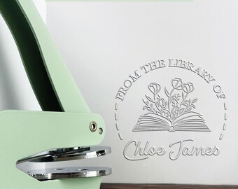 Custom Book Embosser Stamp – Personalized Library Embosser for Book Lovers – Sage Green Book Stamp – Reader Gift – Booktok Trend