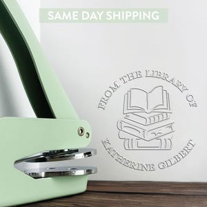Personalized Sage Green Book Embosser, 5 Different Colours To Choose From, SAME DAY SHIPPING, Personalised Book Gift, Booktok Gift