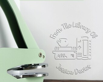 Sage Green Personalized Book Embosser – Book Stamp Gift – Custom Library Seal – Book Lover – 5 Color Options - Custom Book Embosser