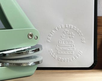 PERSONALIZED LIBRARY EMBOSSER, Personalized Logo Embosser, Custom Book Embosser From the Library, Book Gifts, Free Gift Leather Pouch