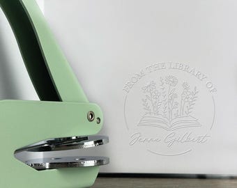 5 DIFFERENT COLOURS, Personalized Book Embosser, Custom Book Stamp, Library Embosser, Ex Libris Embosser Stamp, Custom Made Book Embosser