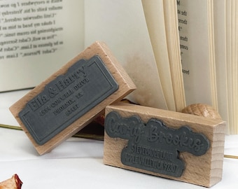 Custom Self-Inking & Wooden Address Stamp,  Personalized Name And Return Stamp for Weddings, Envelopes And Gifts, Fast Shipping