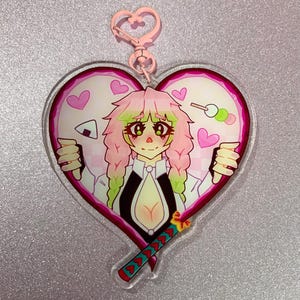 Mitsuri Acrylic Keychain - 3in slayer heart bag charm