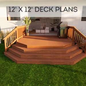 12&#39;x12&#39; Premium Deck Plans | DIY Blueprints - Construction Drawings with Material & Cut Lists, PDF Download, Permit Ready