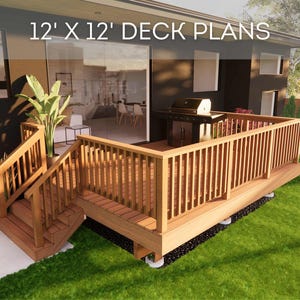 12&#39;x12&#39; Deck Plan Set | DIY Blueprints - Construction Drawings with Material & Cut Lists, PDF Download, Permit Ready