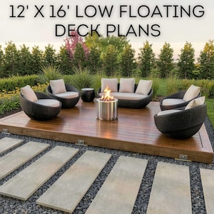12'x16' Low Floating Deck Plans | DIY Construction Blueprints (PDF Download), No Permit, Beginner Friendly