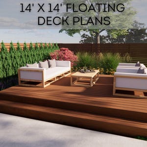 14&#39;x14&#39; Floating Deck Plans | DIY Blueprints - Construction Drawings with Material & Cut Lists, PDF Download, Permit Ready