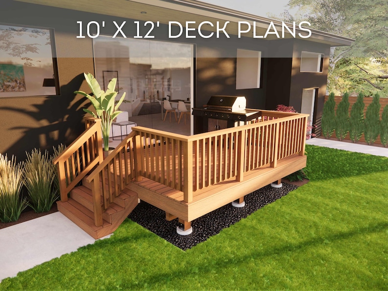 10'x12' Deck Plan Set | DIY Blueprints - Construction Drawings With ...
