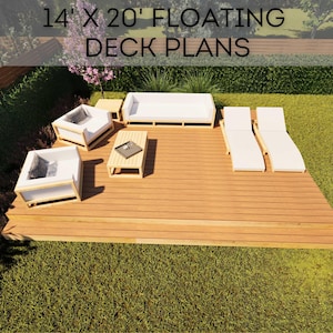 14&#39;x20&#39; Floating Deck Plans | DIY Blueprints - Construction Drawings with Material & Cut Lists, PDF Download, Permit Ready