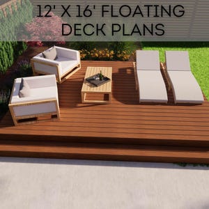 12&#39;x16&#39; Floating Deck Plans | DIY Blueprints - Construction Drawings with Material & Cut Lists, PDF Download, Permit Ready