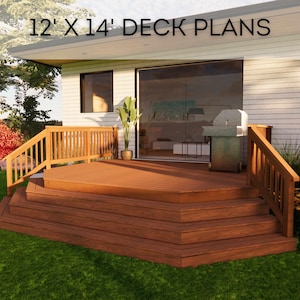12&#39;x14&#39; Premium Deck Plans | DIY Blueprints - Construction Drawings with Material & Cut Lists, PDF Download, Permit Ready