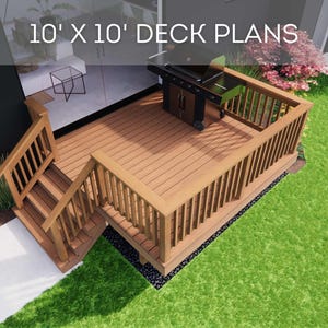 10&#39;x10&#39; Deck Plan Set | DIY Blueprints - Construction Drawings with Material & Cut Lists, PDF Download