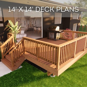 14&#39;x14&#39; Deck Plan Set | DIY Blueprints - Construction Drawings with Material & Cut Lists, PDF Download, Permit Ready