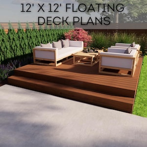 12&#39;x12&#39; Floating Deck Plans | DIY Blueprints - Construction Drawings with Material & Cut Lists, PDF Download, Permit Ready