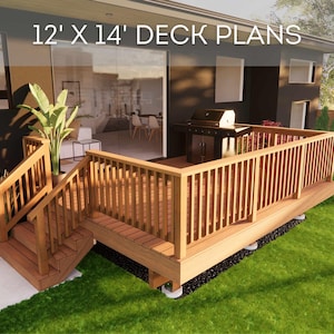 12&#39;x14&#39; Deck Plan Set | DIY Blueprints - Construction Drawings with Material & Cut Lists, PDF Download, Permit Ready