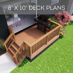 8&#39;x10&#39; Deck Plan Set | DIY Blueprints - Construction Drawings with Material & Cut Lists, PDF Download