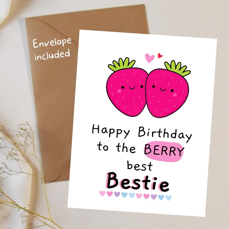 Best Friend Birthday Card Funny Cute Bestie Birthday Card for Her, BFF ...