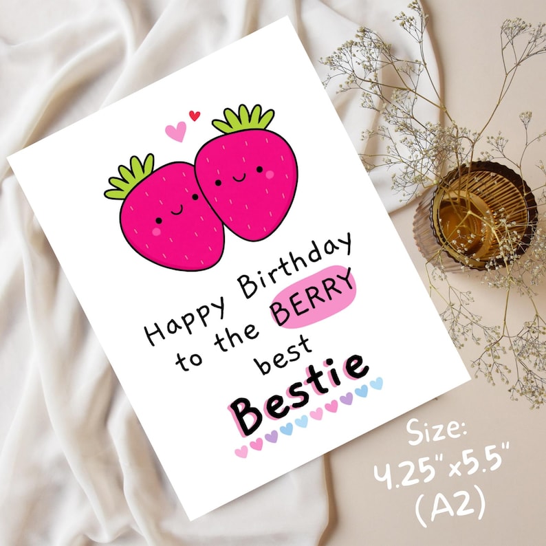 Best Friend Birthday Card Funny Cute Bestie Birthday Card for Her, BFF ...