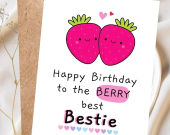 Best Friend Birthday Card Funny Cute Bestie Birthday Card for Her, BFF Card, Best Friend Gift, Friendship Greeting Card BFF Best Friend