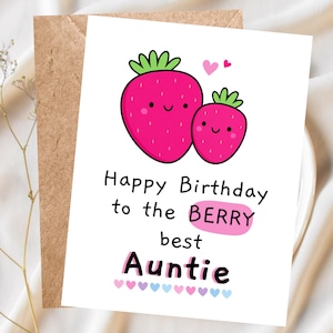 Tante Geburtstagskarte Lustige Karte für Tante Lustige Karte Tante Beere Wortspiel Karte, personalisierte Karte für sie, beste Tante überhaupt Karte, Wortspiel Geburtstagskarte
