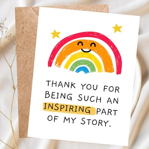 Tarjeta de agradecimiento por ser parte de mi historia. Tarjeta de agradecimiento para maestros, mejores amigos, mentores, amigos, tarjeta personalizada de agradecimiento de fin de escuela.