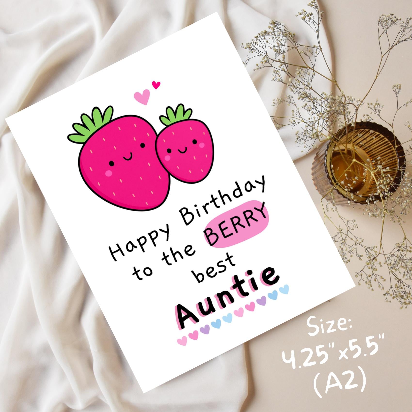Aunt Birthday Card Funny Card for Auntie Funny Auntie Card Berry Pun ...