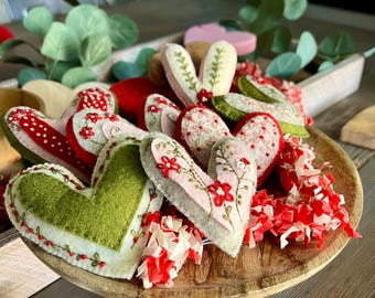 Embroidered Felt Heart Pattern Set- Hand Stitched Hearts PDF, Valentine Decor