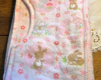 Receiving Blanket with Matching Burp Cloth, Pink Print, Girls, Blanket, Cotton, Flannel, Baby Shower Gift