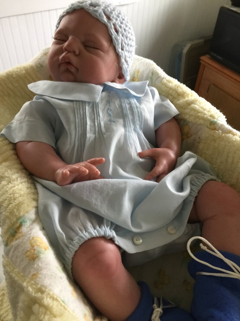 Heirloom Baby Clothes, Baby Boy Bubble, Vintage Style, Reborn Baby, Blue, Batiste, Newborn