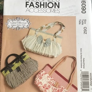 McCall’s M6090, Sewing Pattern, Bags, Uncut, Factory Fold, Different styles,  3 Size Bags,