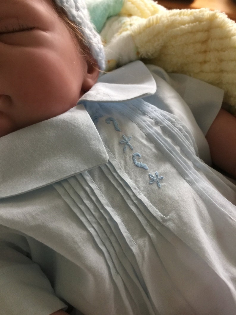 Heirloom Baby Clothes, Baby Boy Bubble, Vintage Style, Reborn Baby, Blue, Batiste, Newborn