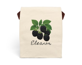 Personalized Blackberry Canvas Lunch Bag, Eco-Friendly Tote