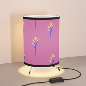 Floral Tripod Lamp Shade - Colorful Decorative Lighting, Home Decor, Gift for Homeowners, Room Makeover, Modern Design, Living Room Accent
