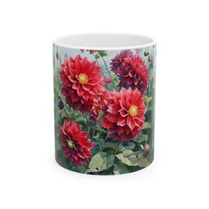 Floral Ceramic Mug, Floral Gift, Coffee Mug, Tea Mug, Flower Design, Home Decor, Garden Lover Gift