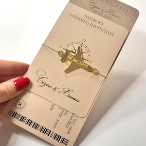 Reisepass Hochzeitseinladung | Blumenkarte | Siegelkarte | Traukarte | Luxuskarte | Klassisch | Moderne Karte | Romantisch