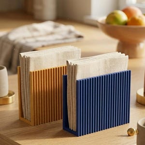 Serviettenhalter Modern Geriffelt | Minimalistischer Serviettenständer PLA Nachhaltig | Tischdeko Scandi Design | Geschenk Einzug & Küche Bild 3