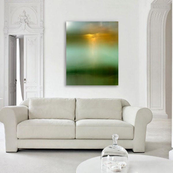 Abstract Storm Landscape Giclée Print: Yellow Green Minimalist Wall Art