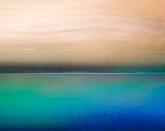 Inner Sea, Original Giclee, Tranquil photo, abstract sea, minimal art, huge abstract photo, indigo seascape, green and blue sea art