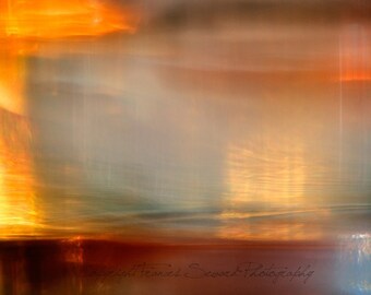 Abstract Seascape Photograph: Red Orange Hues, Fine Art Giclée Print