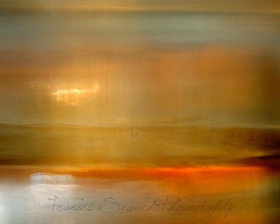 Fine Art Seascape. Abstract Landscape Photo, Archival Giclee Inks, Museum paper, orange hues,  dreamy