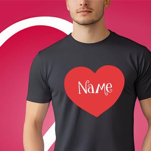 Custom Name Heart Tshirt - Personalized Valentines Shirt, Family Valentines Day Heart Shirt, Matching Heart Shirt, Couple Love Shirts,