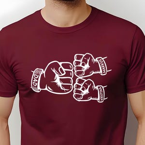 Custom Fist Bump Dad T-Shirt, Personalized Kids Names Shirt, Dad and Kids Shirt, Fathers Day Matching Shirt, New Dad Shirt, Funny Dad Tee