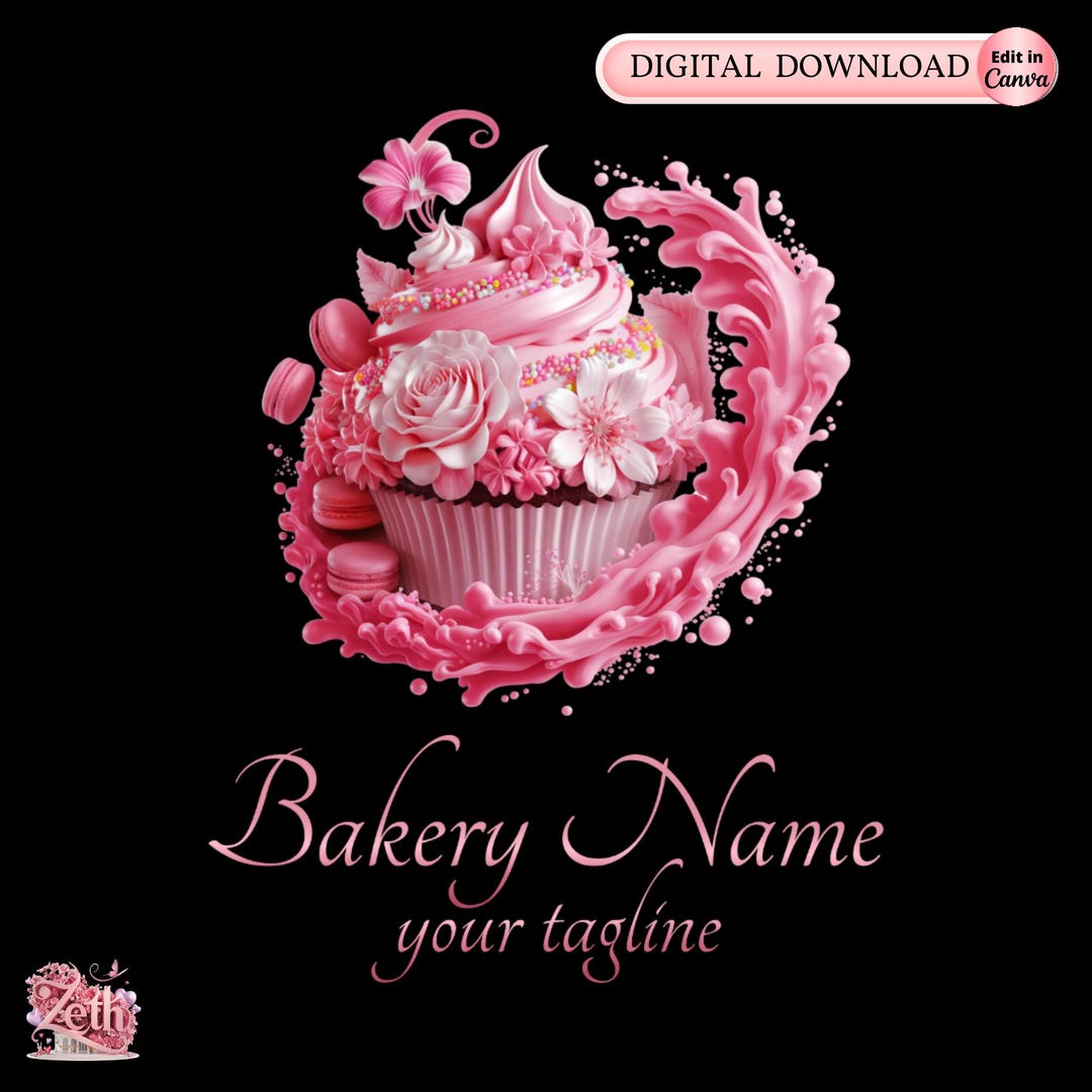 pink and white modern bakery logo Images High Quality... Modern Pink Bakery Logo, Baking Logo, Stylish Custom Pastry Logo, Cake ...