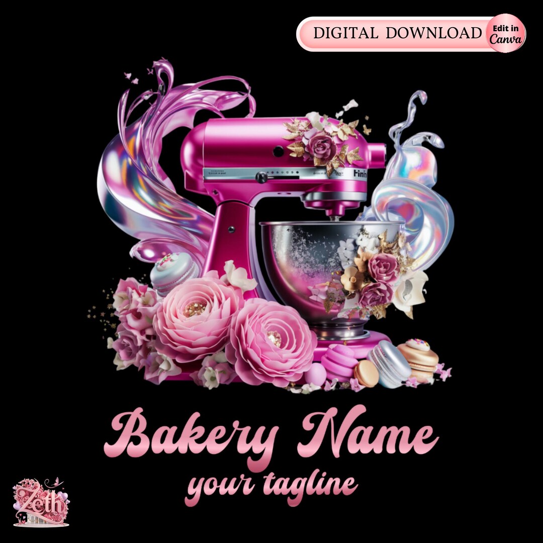 pink rose bakery logo design with floral element... Pink Bakery Logo for Treat Makers, Cakesicle & Gourmet Dessert Logo ...