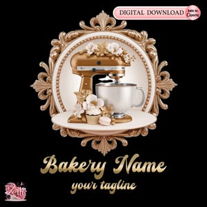 Gold Bakery Logo, Baking Logo, Stylish Custom Pastry Logo, Cake Logo, Cupcake Logo, Modern Logo, Bakeshop Logo, Professional Logo, Canva