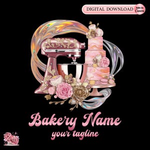 Pink Bakery Logo, Baking Logo, Stylish Custom Pastry Logo, Cake Logo, Cupcake Logo, Modern Logo Bakeshop Logo Treats Professional Logo Canva